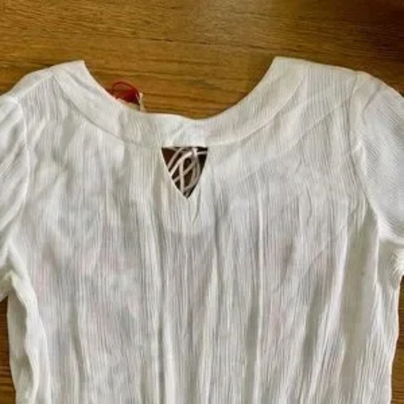 NWT Raga White Embroidered Long Sleeve Romper with Tassel Tie Size S | Bohemian - Picture 8 of 11